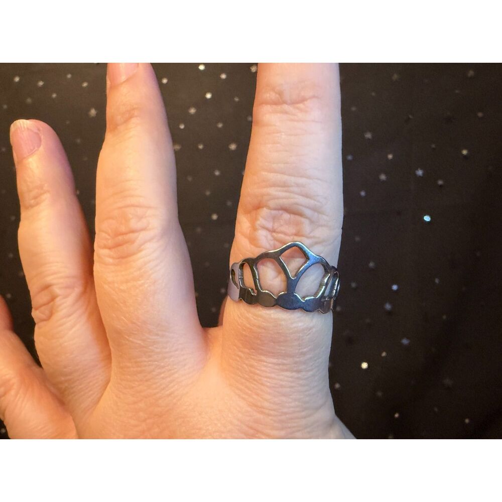 Crown Ring Size 10 Stainless Steel, Silver Tone Princess Tiara Ring